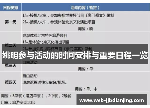 姚明参与活动的时间安排与重要日程一览