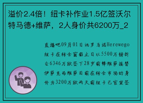 溢价2.4倍！纽卡补作业1.5亿签沃尔特马德+维萨，2人身价共6200万_2